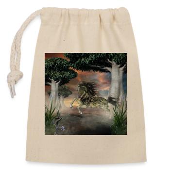 Impressive fantasy horse with skulls. - Closable cotton gift bag (14x20cm) - nature - Front