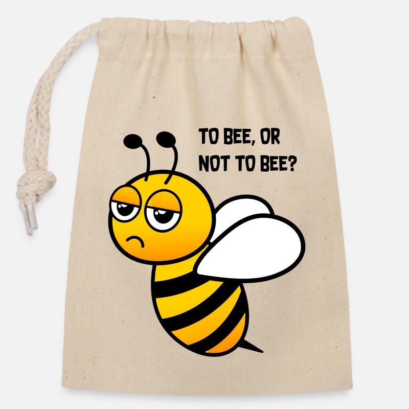 Bee Confused Drôle Graphique - Sac cadeau en coton avec cordon (14 x 20 cm) - nature