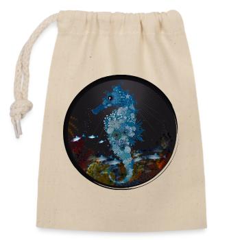 blue seahorse in the underwater world - Closable cotton gift bag (14x20cm) - nature - Front
