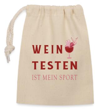 Wein Tester Design - Verschließbarer Geschenkbeutel aus Baumwolle (14x20cm) - Natur - Vorne