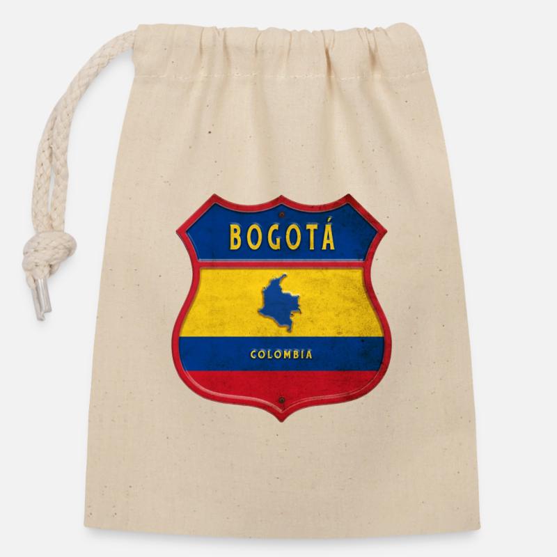 Bogotá Kolumbien Wappen Design - Verschließbarer Geschenkbeutel aus Baumwolle (14x20cm) - Natur