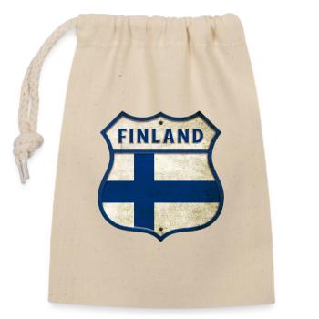 Armoiries des drapeaux de la Finlande - Sac cadeau en coton avec cordon (14 x 20 cm) - nature - Devant