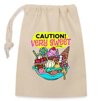 Cupcake Dessert Déclaration Snacking Bonbons - Sac cadeau en coton avec cordon (14 x 20 cm) - nature - Devant
