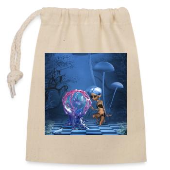 Cute fairy with fantasy fish - Closable cotton gift bag (14x20cm) - nature - Front