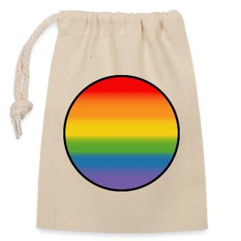 Rainbow Gradient Round white shirt - Closable cotton gift bag (14x20cm) - nature - Front