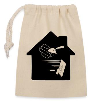 Bricklayer plasterer company logo - Closable cotton gift bag (14x20cm) - nature - Front