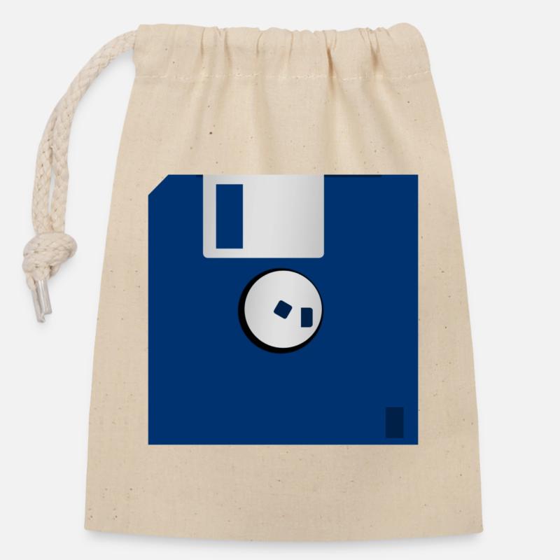 Diskette - Verschließbarer Geschenkbeutel aus Baumwolle (14x20cm) - Natur