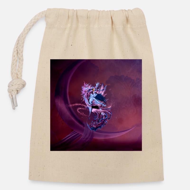Fly with a fantasy bird - Closable cotton gift bag (14x20cm) - nature