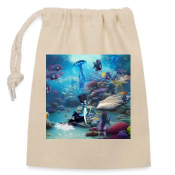 Wonderful mermaid with jellyfish - Closable cotton gift bag (14x20cm) - nature - Front