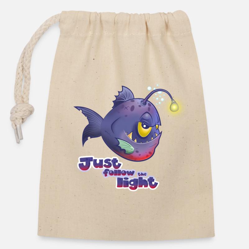 Just follow the Light - Sac cadeau en coton avec cordon (14 x 20 cm) - nature