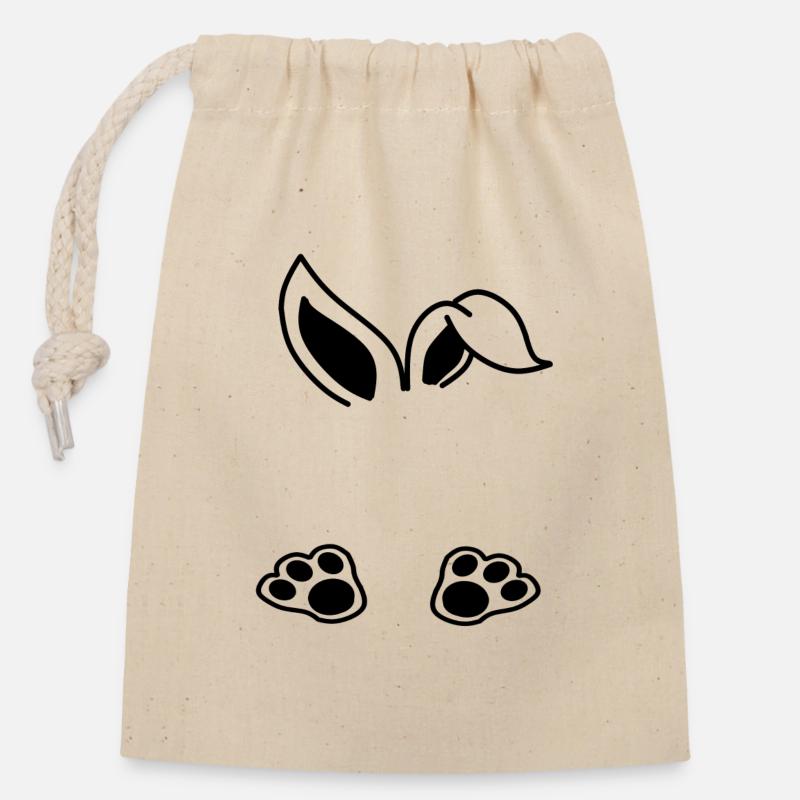 Rabbit - Sac cadeau en coton avec cordon (14 x 20 cm) - nature