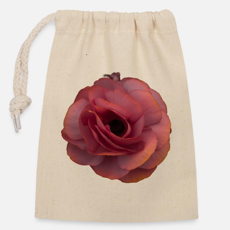 Rosa Rose Blütenpracht - Verschließbarer Geschenkbeutel aus Baumwolle (14x20cm) - Natur