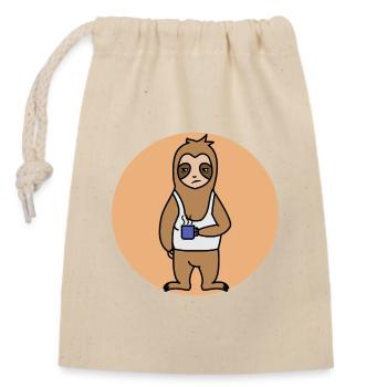 Tired Zoo Animal Sloth Mammal Late Riser - Closable cotton gift bag (14x20cm) - nature - Front
