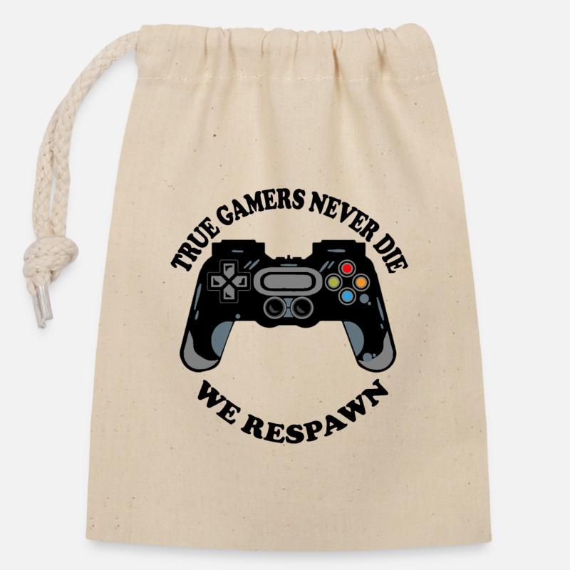 Gaming Krabbe mit Controller-Icons - Verschließbarer Geschenkbeutel aus Baumwolle (14x20cm) - Natur