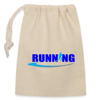 Running - Closable cotton gift bag (14x20cm) - nature - Front