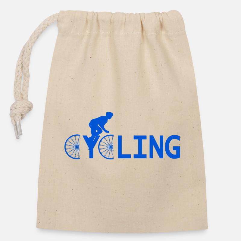Radfahren - Verschließbarer Geschenkbeutel aus Baumwolle (14x20cm) - Natur