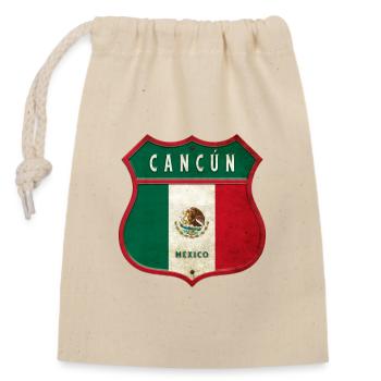 Conception des armoiries de Cancun au Mexique - Sac cadeau en coton avec cordon (14 x 20 cm) - nature - Devant