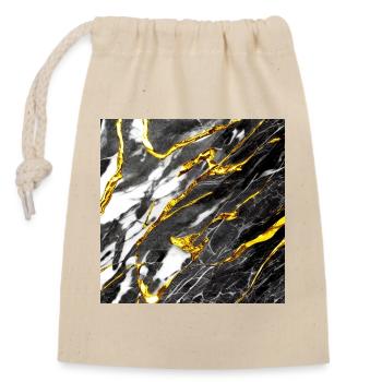 Marble Optics Black Gold - Closable cotton gift bag (14x20cm) - nature - Front