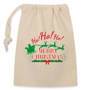 MERRY CHRISTMAS - Sac cadeau en coton avec cordon (14 x 20 cm) - nature - Devant