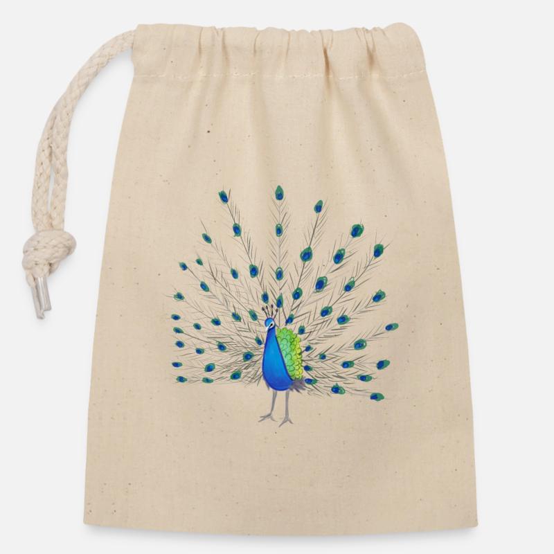 Peacock Feather Art - Closable cotton gift bag (14x20cm) - nature