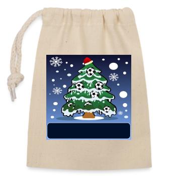 Christmas Soccer Player Name Tag - Closable cotton gift bag (14x20cm) - nature - Front