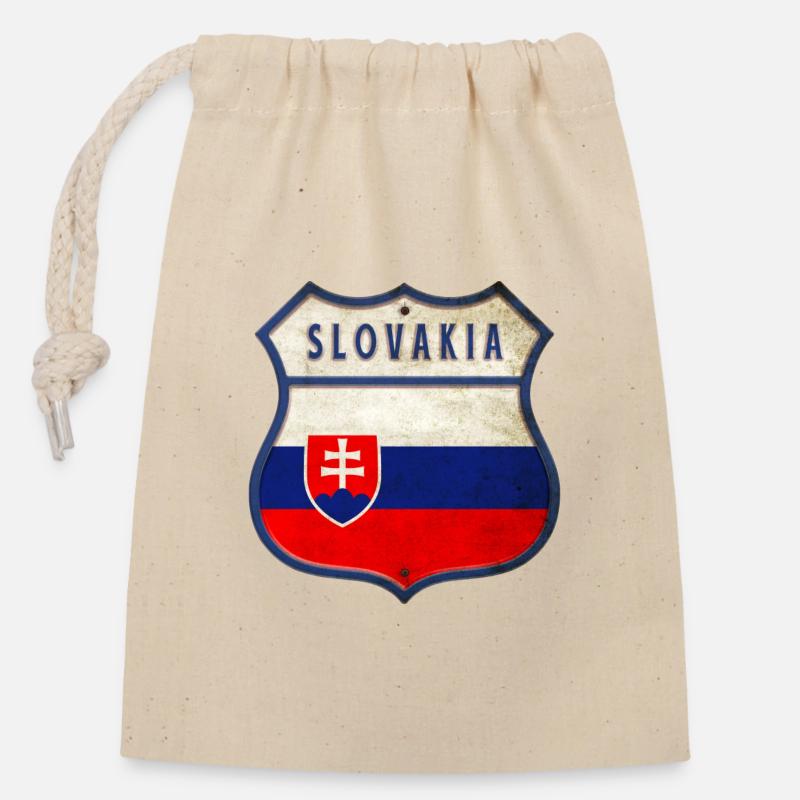 Slowakei Flaggen Wappen Design - Verschließbarer Geschenkbeutel aus Baumwolle (14x20cm) - Natur