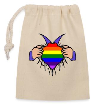 Lgbt Heart Rainbow Sexuality Human Rights - Closable cotton gift bag (14x20cm) - nature - Front
