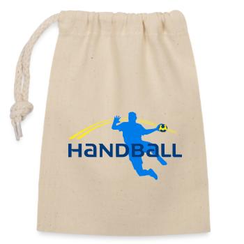 Handball - Verschließbarer Geschenkbeutel aus Baumwolle (14x20cm) - Natur - Vorne