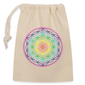 RAINBOW FLOWER OF LIFE - Closable cotton gift bag (14x20cm) - nature - Front