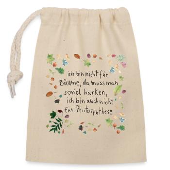 Laub mit Spruch - Verschließbarer Geschenkbeutel aus Baumwolle (14x20cm) - Natur - Vorne