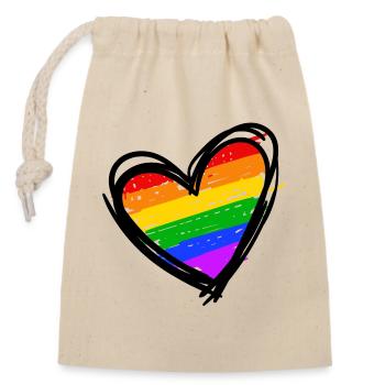 Regenbogen Herz Lgbt Homosexuell Menschenrechte - Verschließbarer Geschenkbeutel aus Baumwolle (14x20cm) - Natur - Vorne