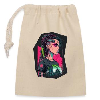 Futuristic Girl the ideal present for Tech nerds - Closable cotton gift bag (14x20cm) - nature - Front