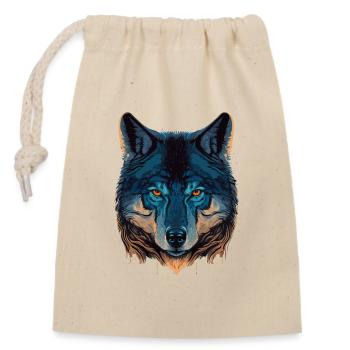 Wolf Head Illustration comme le fabuleux présent - Sac cadeau en coton avec cordon (14 x 20 cm) - nature - Devant
