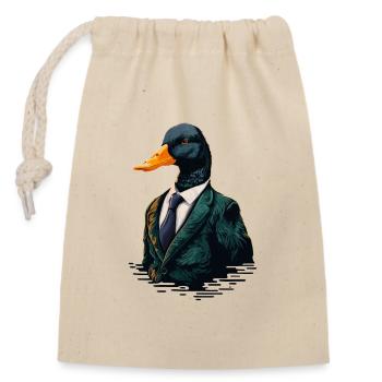 Canard cool dans des vêtements formels - Sac cadeau en coton avec cordon (14 x 20 cm) - nature - Devant