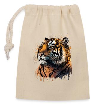 Tiger artwork - Closable cotton gift bag (14x20cm) - nature - Front
