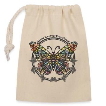 Boho Style Schmetterling - Grow Evolve Transform - Verschließbarer Geschenkbeutel aus Baumwolle (14x20cm) - Natur - Vorne