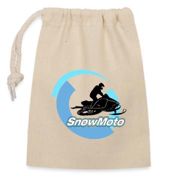snowmobile - Closable cotton gift bag (14x20cm) - nature - Front