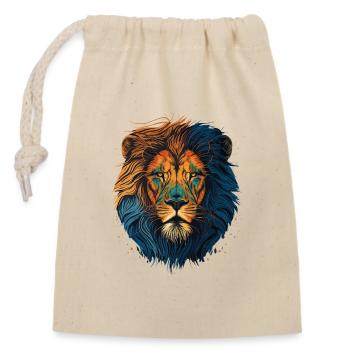 Lion Head with Mane - Closable cotton gift bag (14x20cm) - nature - Front
