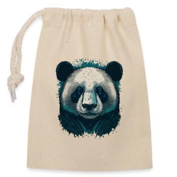 Blue Panda Head - Closable cotton gift bag (14x20cm) - nature - Front