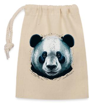 Realistic Panda Head - Closable cotton gift bag (14x20cm) - nature - Front