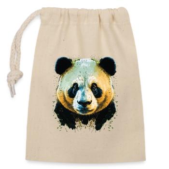 Yellow Panda Head - Closable cotton gift bag (14x20cm) - nature - Front
