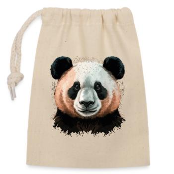 Panda Head - Closable cotton gift bag (14x20cm) - nature - Front