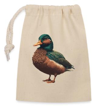 Detailed Duck - Closable cotton gift bag (14x20cm) - nature - Front
