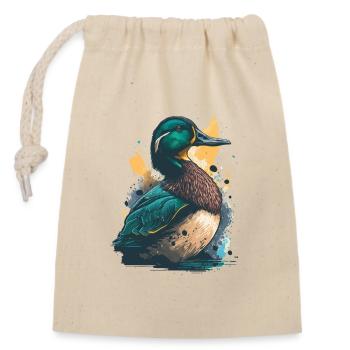 Œuvre d’art d’un canard - Sac cadeau en coton avec cordon (14 x 20 cm) - nature - Devant