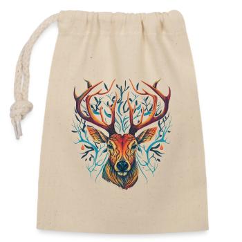 Crazy Deer Head - Closable cotton gift bag (14x20cm) - nature - Front