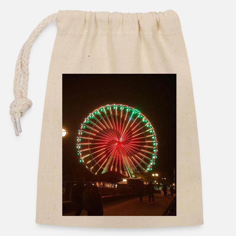 Grande roue de grömitz - Sac cadeau en coton avec cordon (14 x 20 cm) - nature