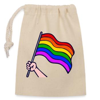 Regenbogenfahne Lgbt Homosexuell Sexualität - Verschließbarer Geschenkbeutel aus Baumwolle (14x20cm) - Natur - Vorne