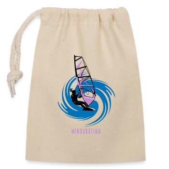windsurfing - Closable cotton gift bag (14x20cm) - nature - Front
