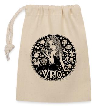 Zodiac sign Virgo 003 black - Closable cotton gift bag (14x20cm) - nature - Front
