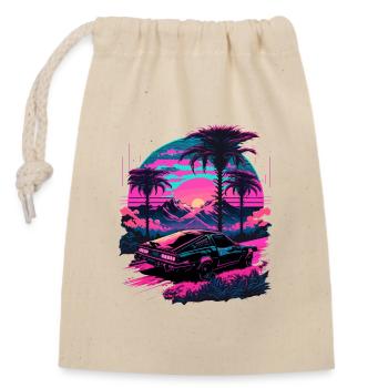 Vaporwave Palm - Closable cotton gift bag (14x20cm) - nature - Front